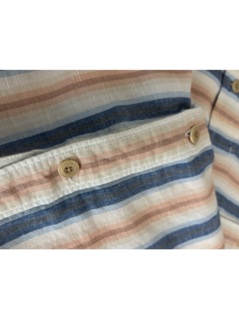 Lucky Brand Button Shirt Mens XL Multicolor Classic Fit Striped Pockets Hemp - Picture 10 of 12